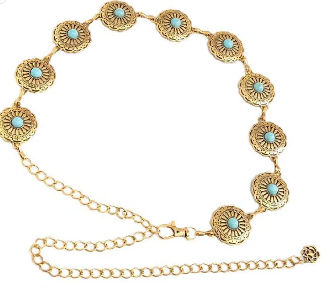 Boho Turquoise beads fashion belt