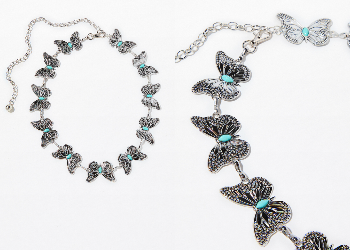 Metal Butterfly Belt - Turquoise beads