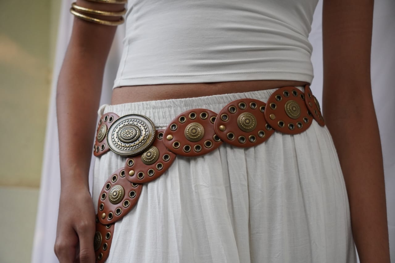 Boho chic Disc Belt - Light Brown