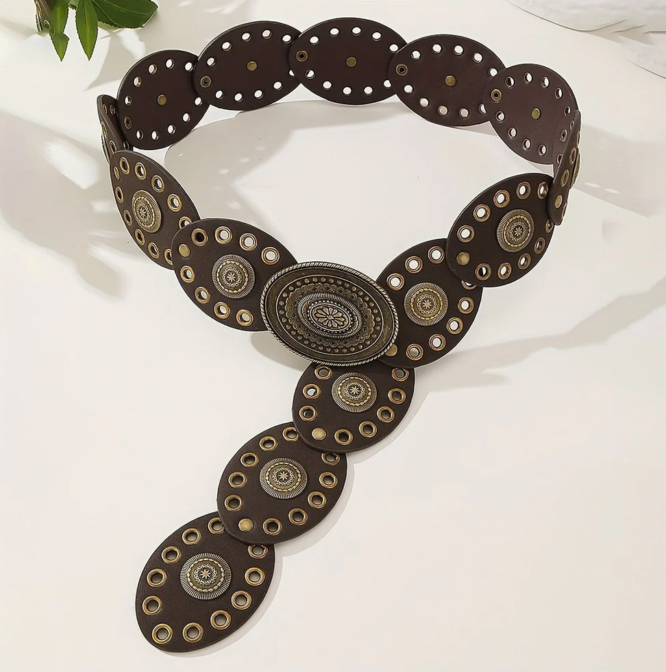 Boho Chic Disc Belt - Dark Chocolate