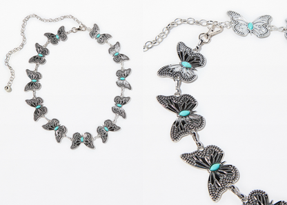 Metal Butterfly Belt - Turquoise beads