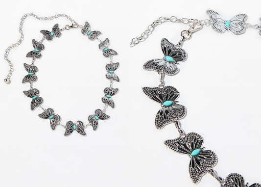 Metal Butterfly Belt - Turquoise beads
