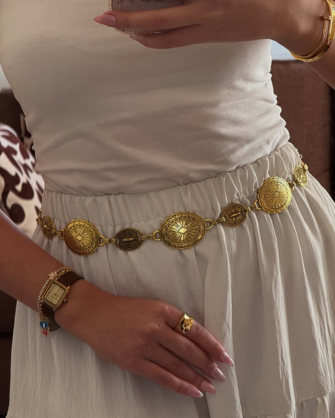 Chic Golden Tone Concho belt